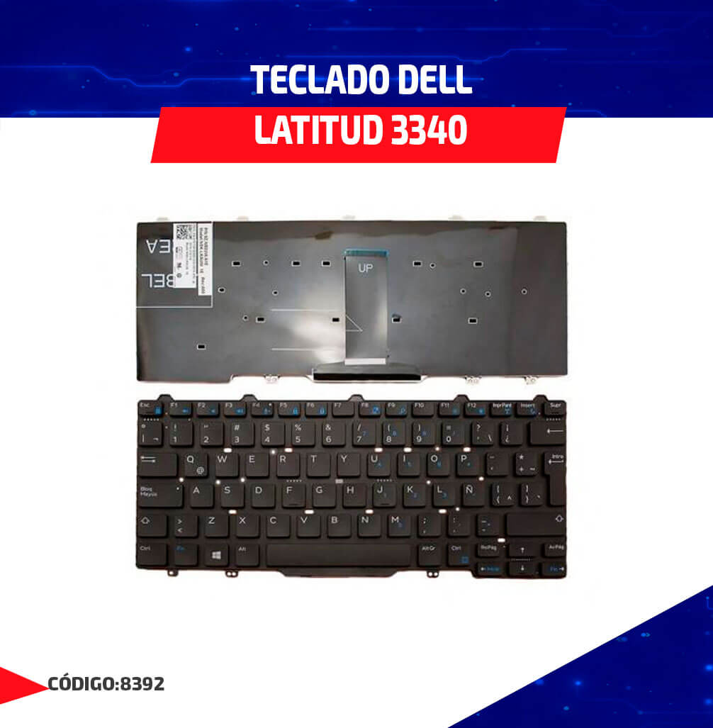 Teclado Para Laptop Dell Latitude 3340 3350 Sin Marco Negro En Español Blacklight Pc 9202