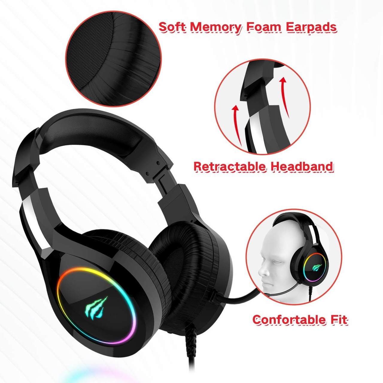 Audifonos Alambrico Havit Gamenote Hv H2232d E Sports Gaming Rgb Con