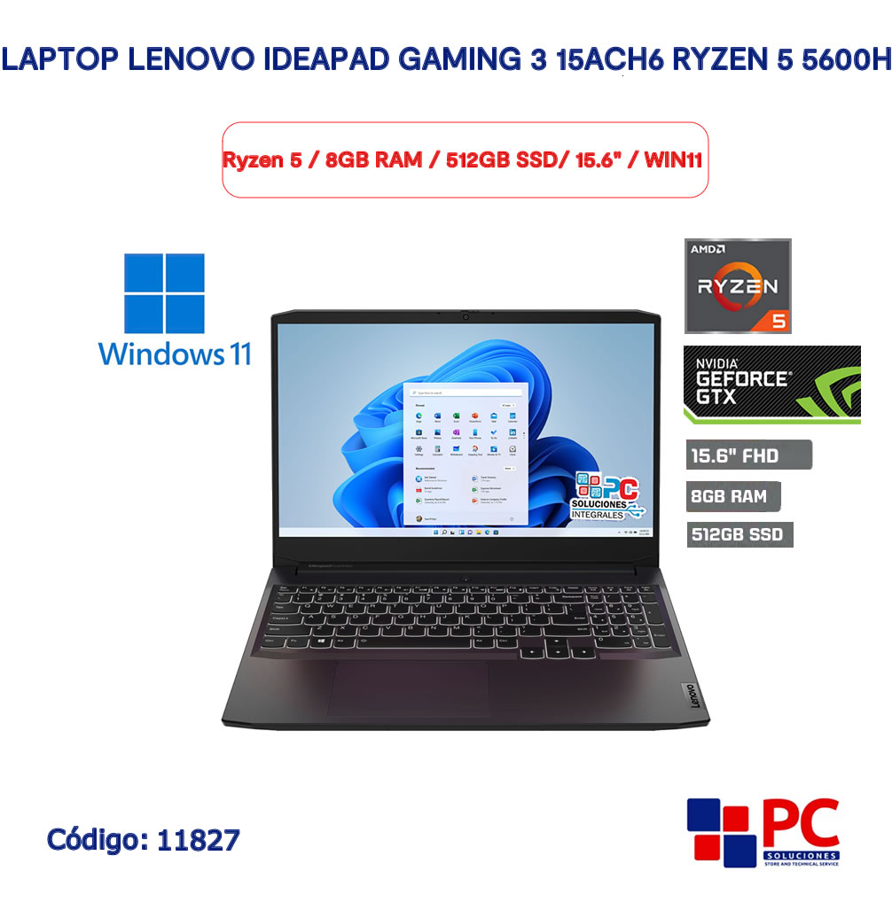 Laptop Lenovo Ideapad Gaming 15Ach6 Amd Ryzen PC Soluciones